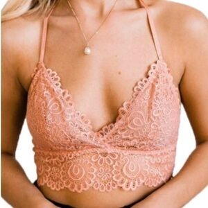 Peachy pink bralette T Back style Small